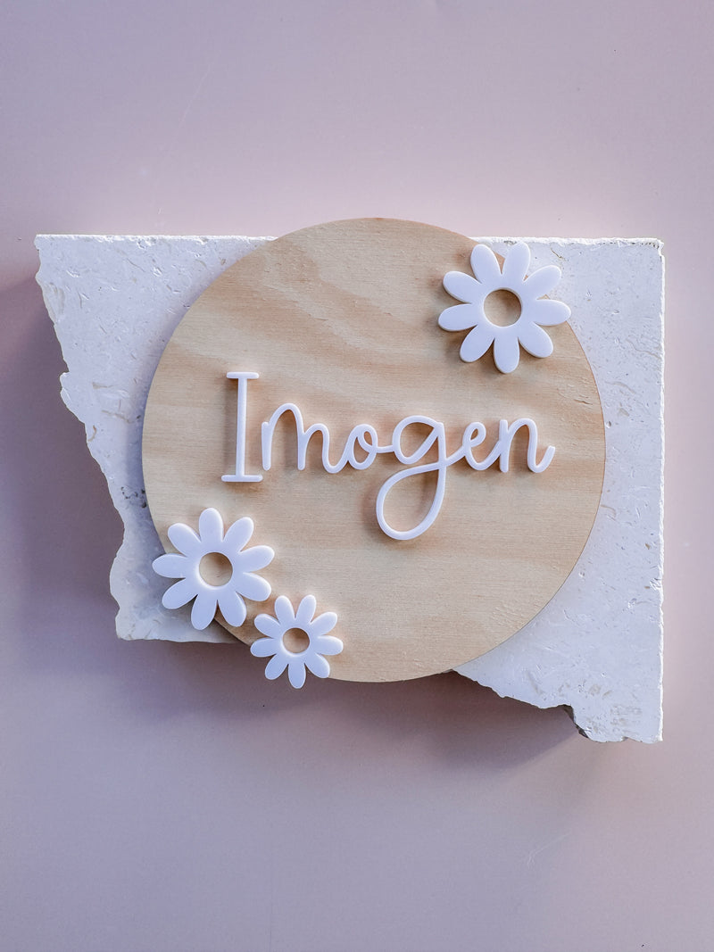 Daisy first name birth announcement plaque