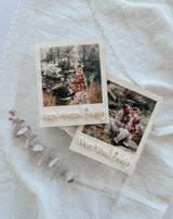 Wooden "polaroid" photo fridge magnet - with acrylic wording