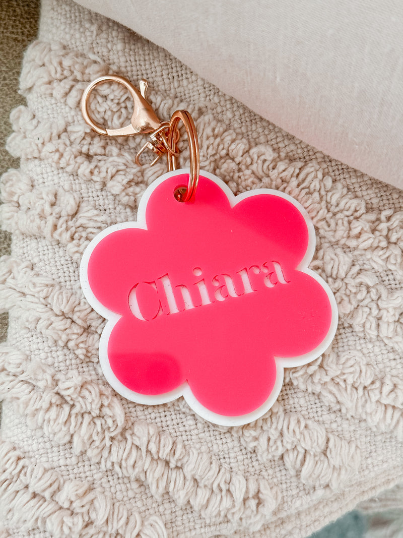 Double layered name bag tag - daisy