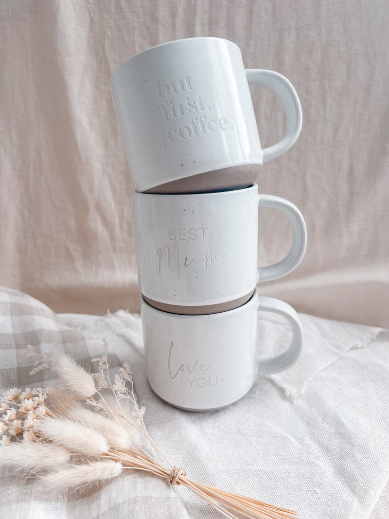 Ceramic coffee mug - but first, coffee