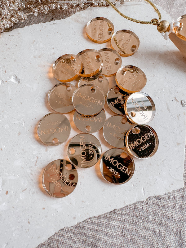 Christmas ornament year tags