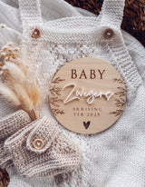 Botanical pregnancy announcement plaque