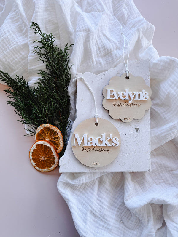 Baby's First Christmas bauble - scallop or round