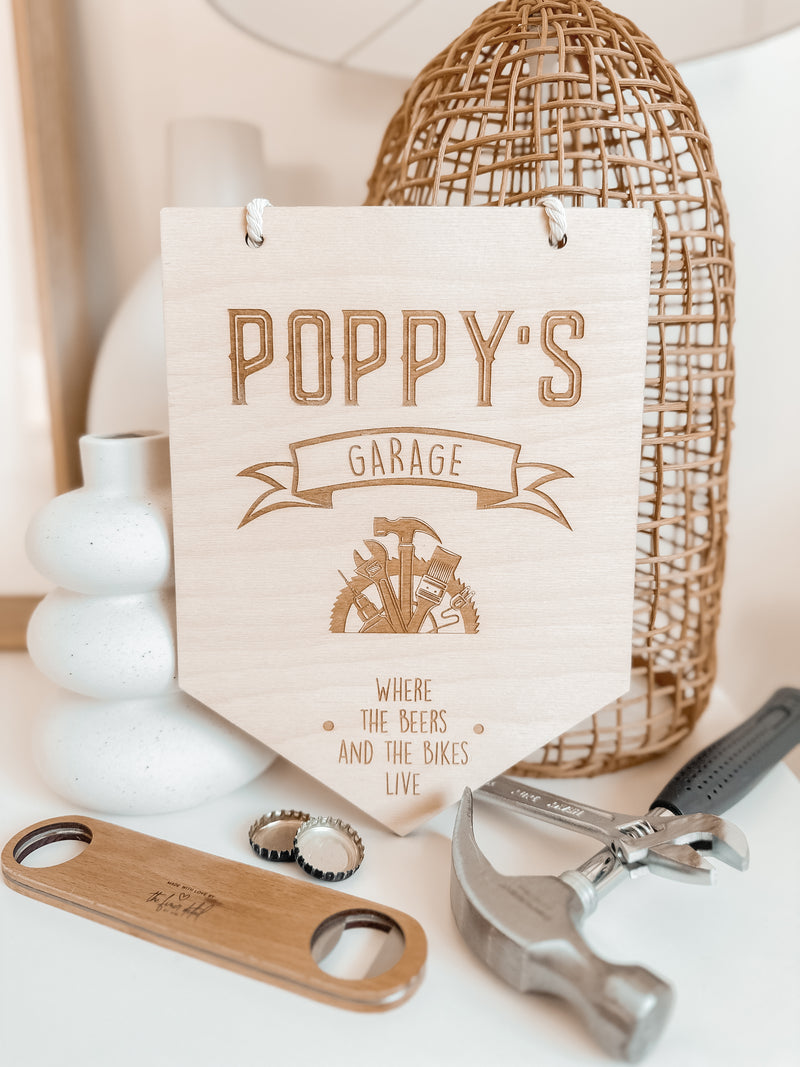 Shed / garage / man cave - hanging wooden sign