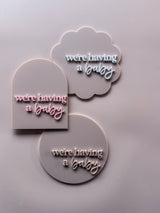 "We're having a baby" double layered acrylic pregnancy announcement plaque