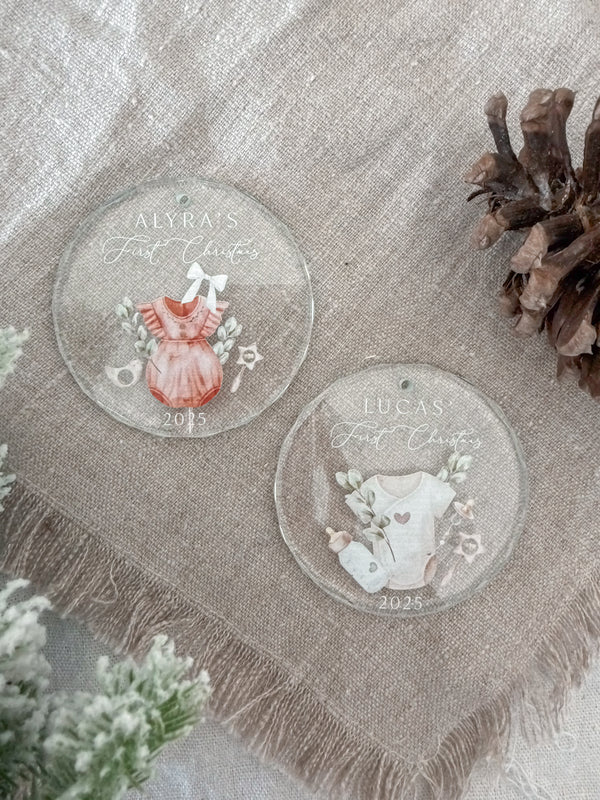 Crystal glass ornament - Baby’s First Christmas
