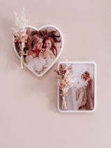 Acrylic photo fridge magnet with optional floral posy