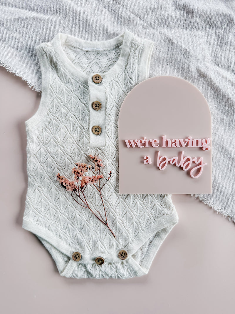 "We're having a baby" double layered acrylic pregnancy announcement plaque