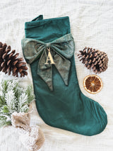 Premium velvet Christmas stocking with shimmer fabric bow - three colour options