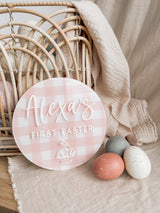 Printed gingham First Easter plaque