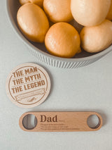 Engraved wooden bottle opener - meaning of [dad, pop, granddad, etc]