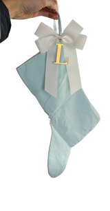 Linen Christmas stocking with add-on removable bow