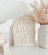 Arch announcement plaque - choose your own white acrylic wording