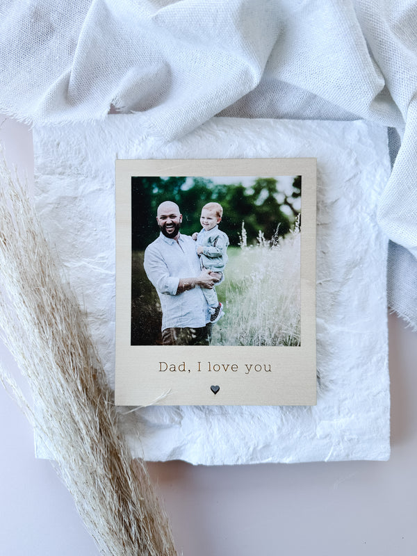 Wooden "polaroid" photo fridge magnet - Father’s Day