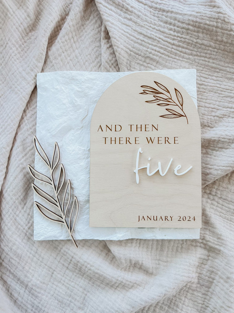 “And then there were ...” pregnancy announcement plaque