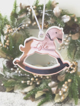 Mirror rocking horse Christmas bauble ornament