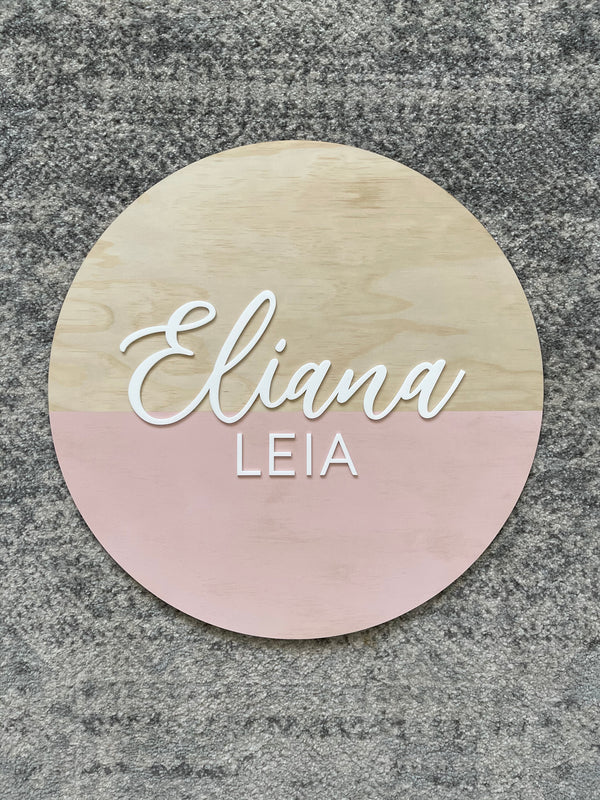 “Half dipped” timber name sign