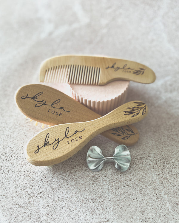 Personalised baby brush set - Olive branch