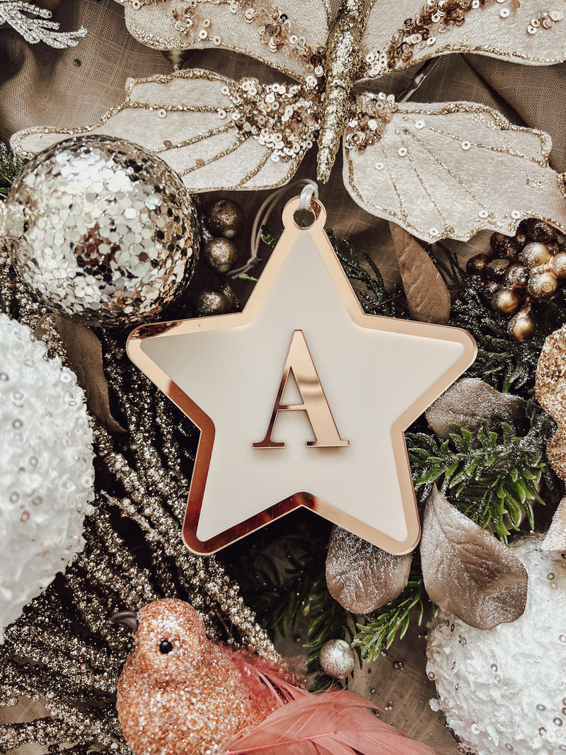 Star bauble ornament with initial