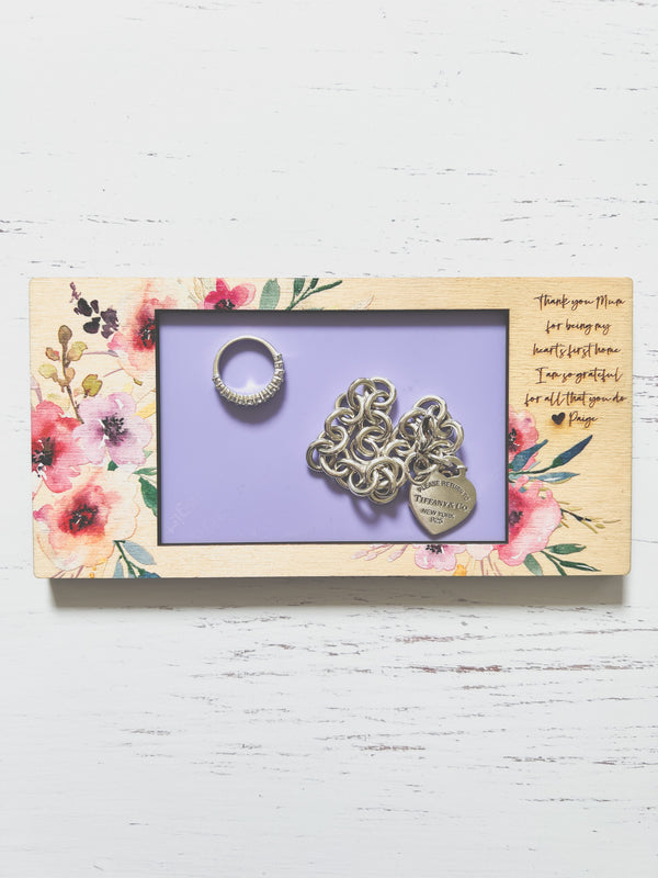 Personalised jewellery trinket tray - bright floral