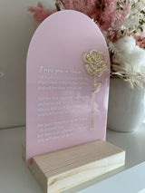 Roses in Heaven - pastel pink plaque with timber base