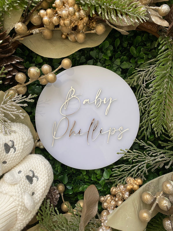 Acrylic pregnancy / baby announcement plaque - frosted