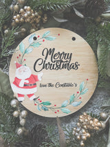 Round Christmas printed plaque - design your own, your choice of wording