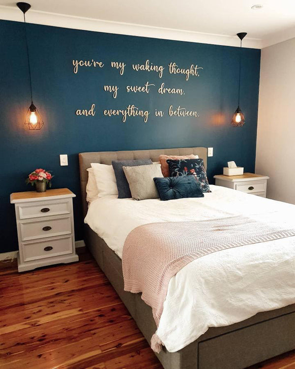 “You’re my waking thought” timber wall script - large