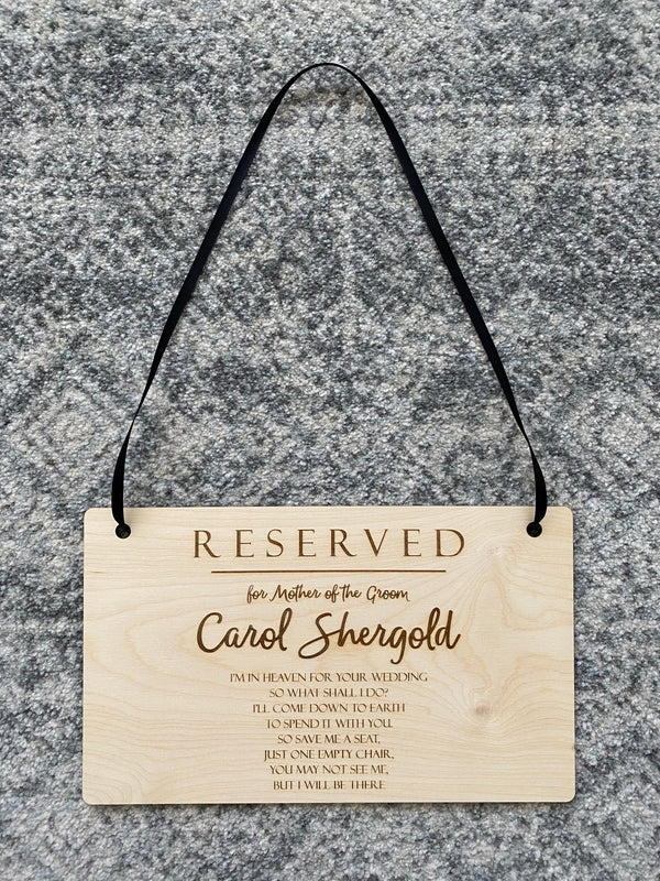 Wedding memorial plaque for loved one in heaven