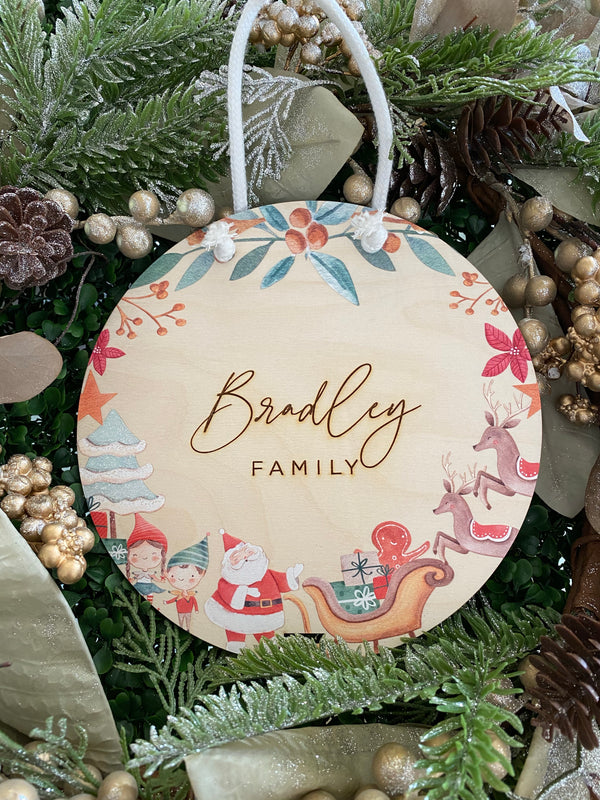 Round Christmas printed plaque - design your own, your choice of wording