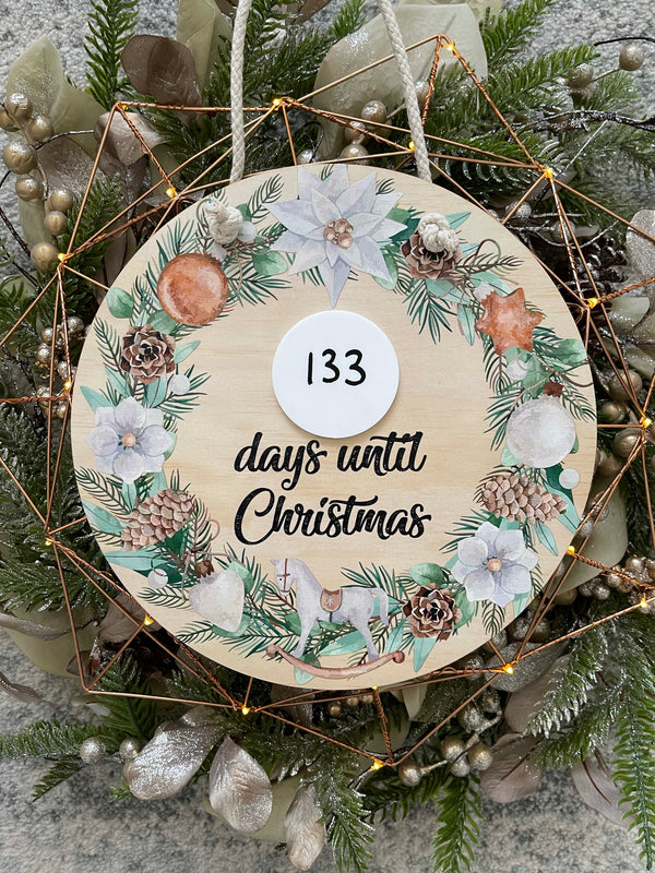 Days until Christmas - countdown plaque, marker included