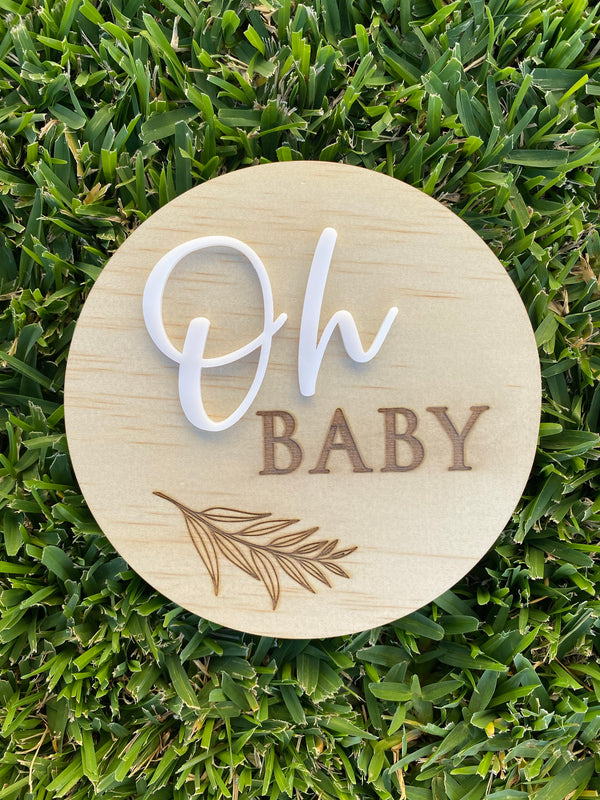“Oh baby” pregnancy announcement plaque