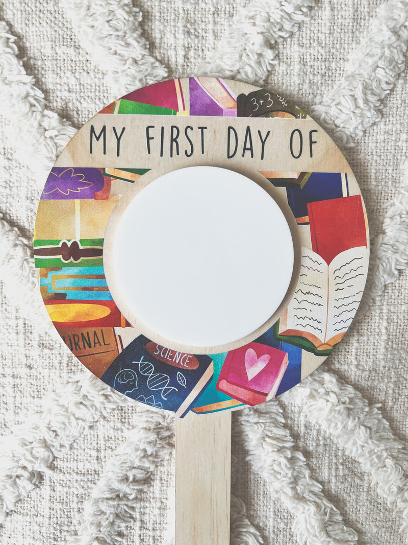 My first day of school photo prop paddle - School books