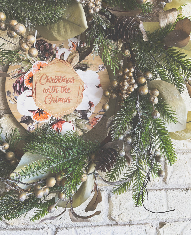 Round Christmas printed plaque - design your own, your choice of wording