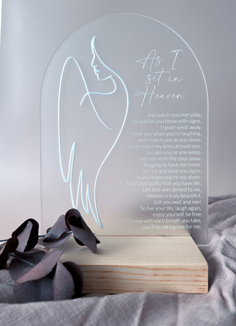 As I sit in Heaven plaque - Female angel