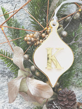 Teardrop bauble ornament with initial