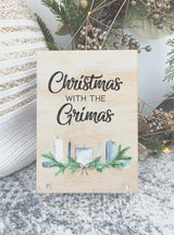Hall table / Christmas display plaque with stand - various designs, choose your own text