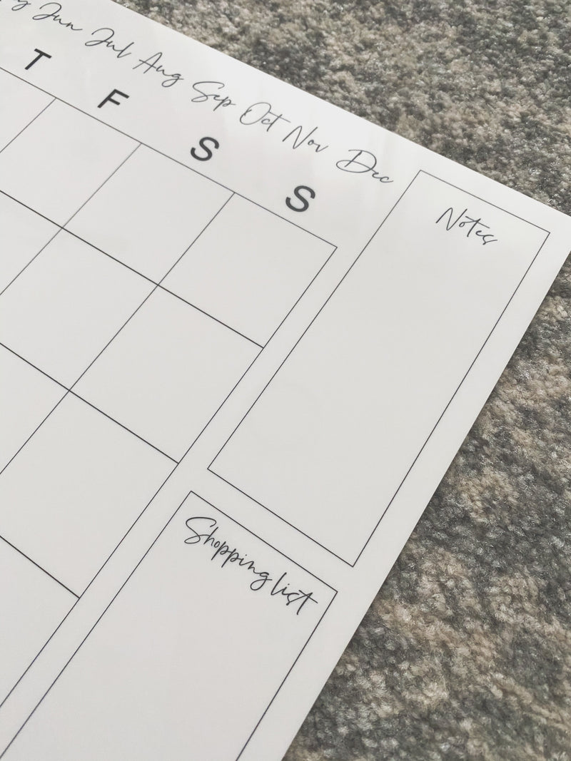 White fridge? No problem! White, black, clear or pink magnetic acrylic monthly planner