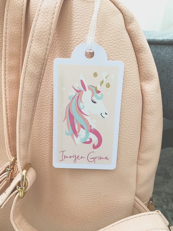 Printed bag tag - unicorn
