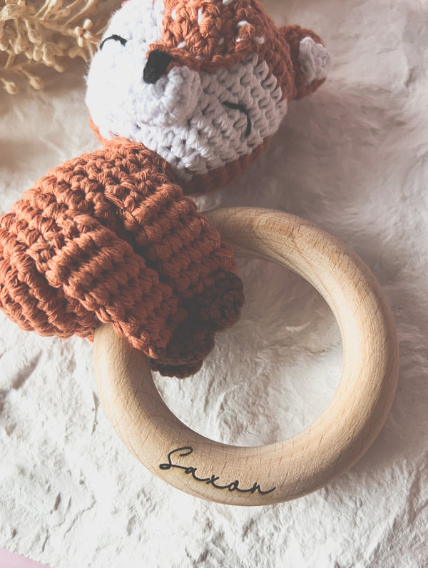 Crochet baby rattle - Fox