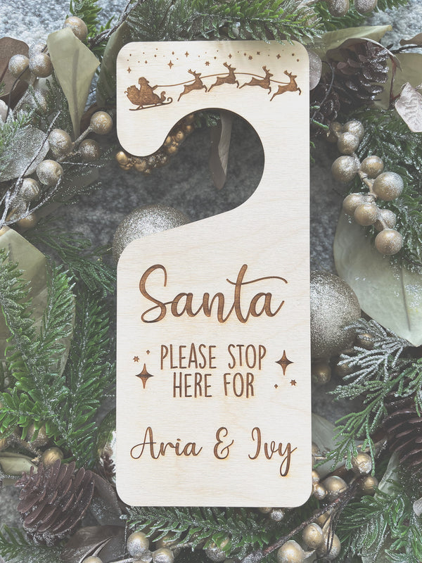 Santa please stop here doorknob sign