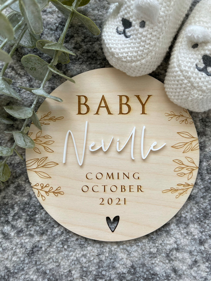 Botanical pregnancy announcement plaque