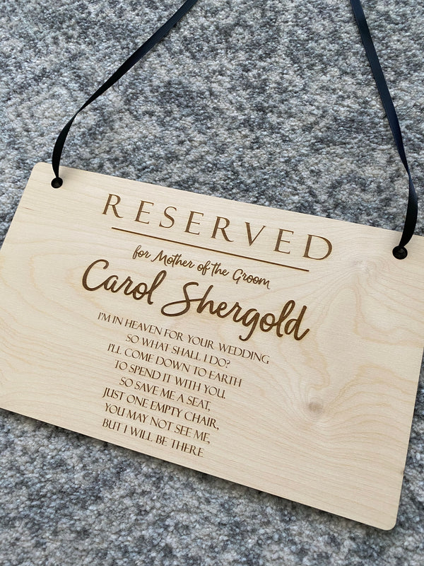 Wedding memorial plaque for loved one in heaven