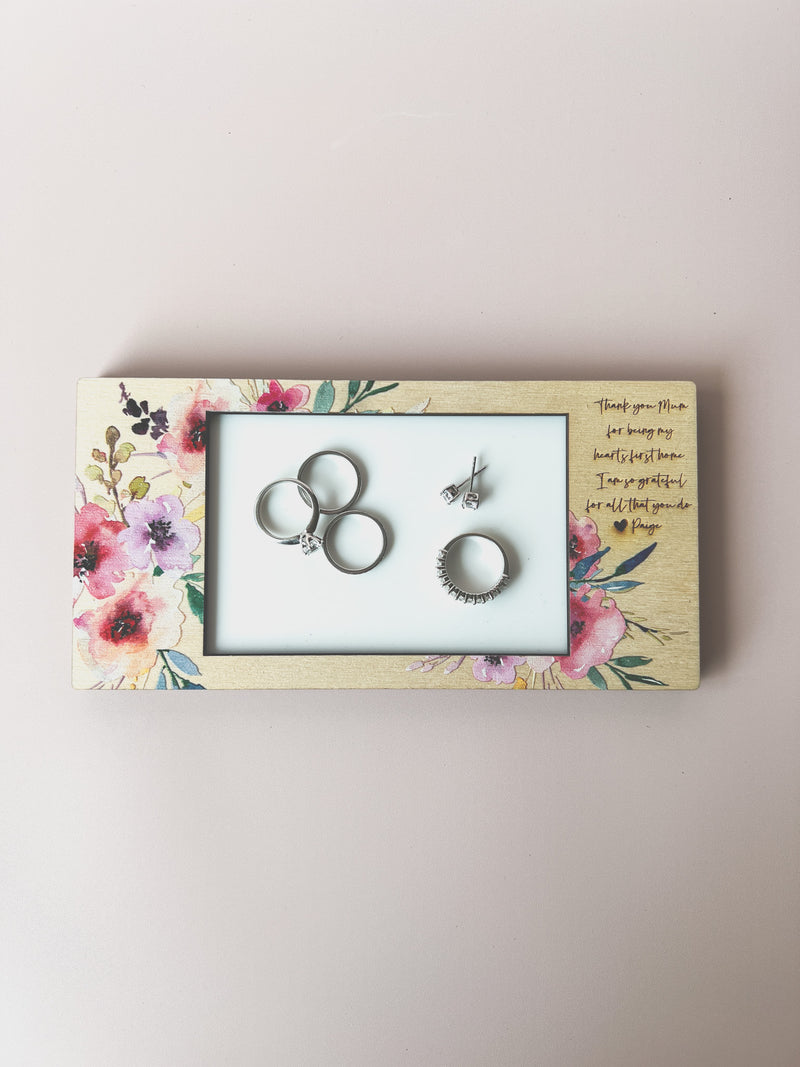 Personalised jewellery trinket tray - bright floral