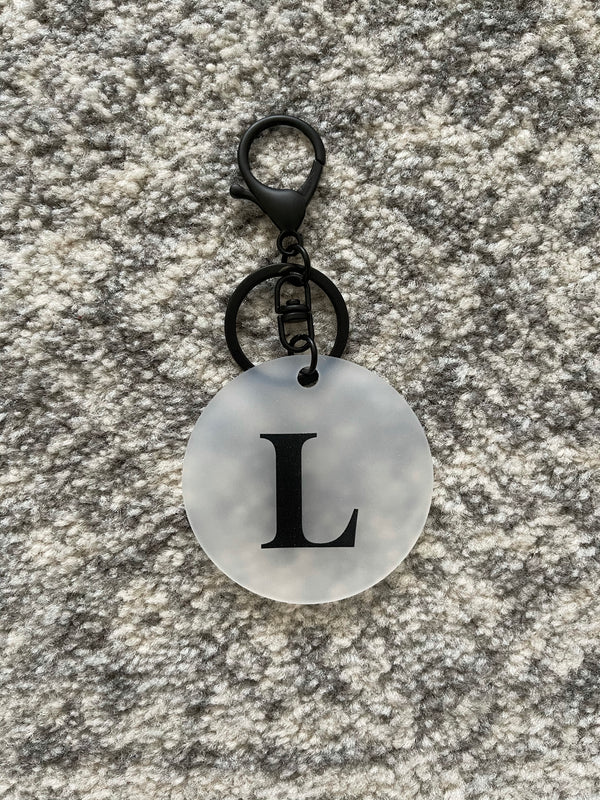 Frosted initial / letter keyring