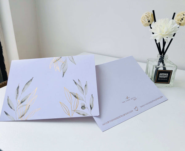 Complimentary greeting card - olive branch with gold foil accents