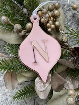 Teardrop bauble ornament with initial