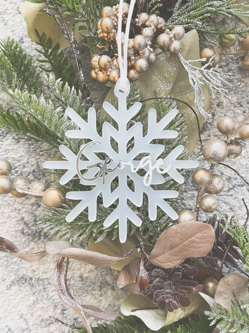 Frosted snowflake Christmas ornament