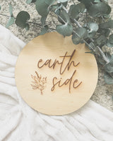 Earth side baby announcement plaque