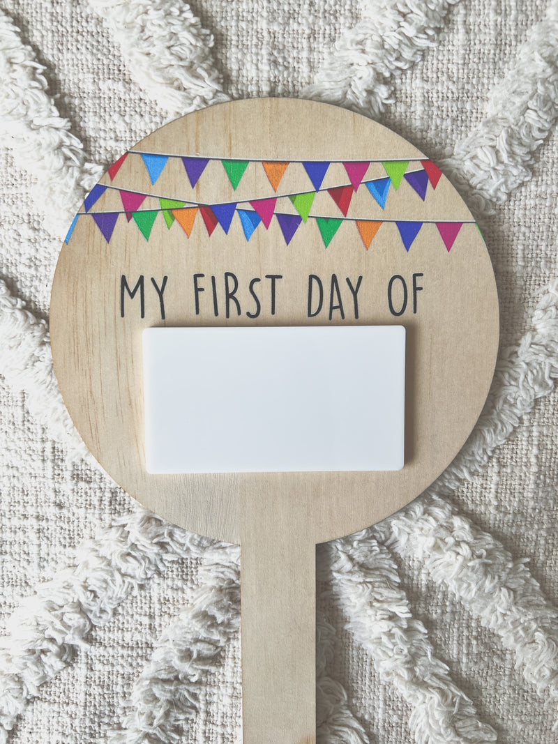 My first day of school photo prop paddle - Bunting